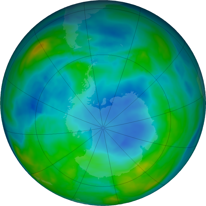 Antarctic ozone map for 26 May 2018